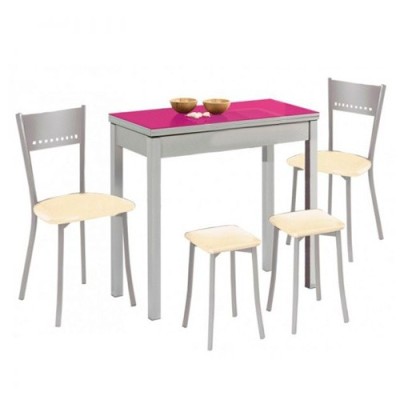 Conjunto mesa cocina con sillas y taburetes
