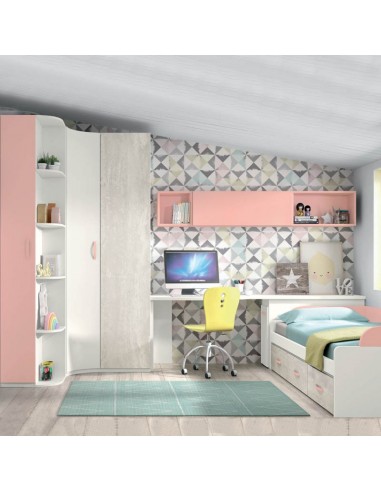 Dormitorio juvenil completo con armario esquinero