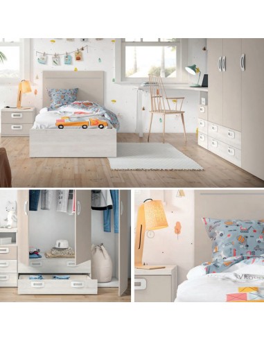 Dormitorio juvenil completo con cama individual